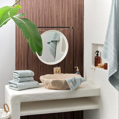 SOFE H&L | Olea Luxury Cotton Turkish Bath Towels Set of 4 Light Blue | Premium, Soft, Durable, Absorbent | Hotel Quality Plush Towels and Thick Towel Sets
