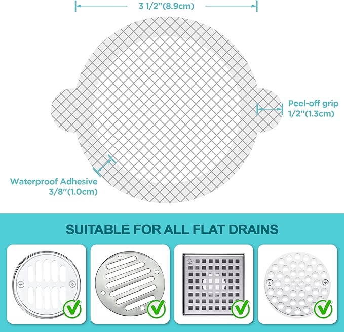 50 Pack, Disposable Shower Drain Hair Catcher Mesh Stickers…