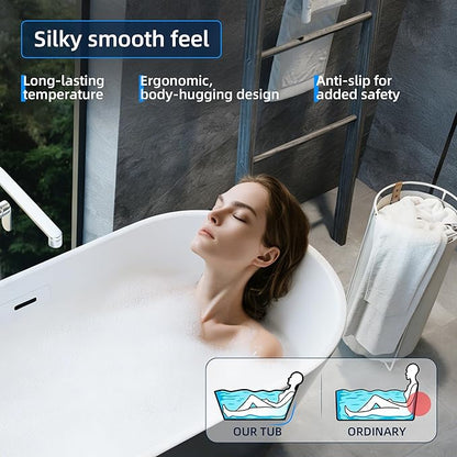 67 Inch Freestanding Bathtub, Acrylic Soaking Bathtub with Chrome Drain and Overflow, Standalone Ergonomic Tub for Bathroom Relaxation, Deep Design for Family and Guest Use, Black