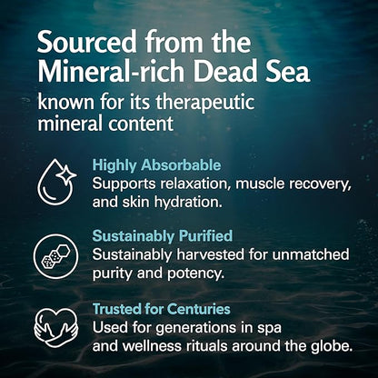 Magnesium Soak for Sports Recovery - Fast Acting Magnesium Bath Soak with Dead Sea Salt & MSM for Tired Feet & Sore Muscles - Replenishing Mineral Bath Salt for Full Body Relief (Fragrance Free) by M3