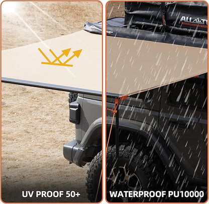 ALL-TOP Vehicle Awning 6.6'x8.2' Roof Rack Pull-Out Sun Shade UV50+, Weatherproof 4x4 Side Awning for Camping & Overland (Hardware Included)