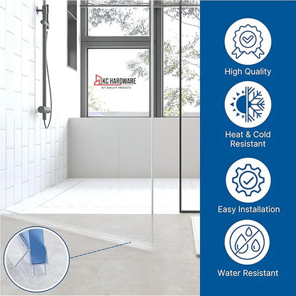KC Hardware Frameless Shower Door Bottom Seal Strip with Drip Rail - Shower Door Seal Sweep for 3/8 Inch Thick Glass - Acts as a Leak Guard to Prevent Water Leaks - 36 Inch - Ultra Clear - Pack of 1