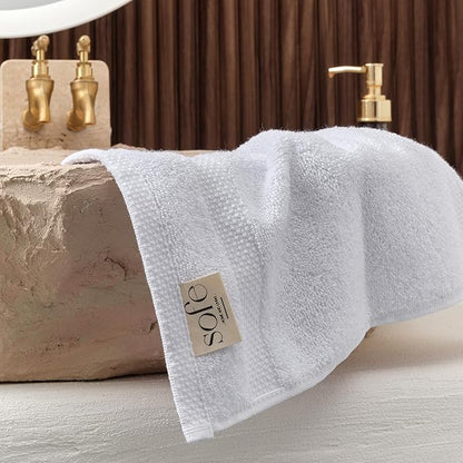SOFE H&L | Olea Luxury Turkish Cotton Hand Towels Set of 4 White | Premium, Soft, Durable, Absorbent | Hotel Quality Plush Towels and Thick Towel Sets
