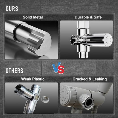 Veken 11.8'' Rain Shower Head with Handheld, High Pressure Rainfall Showerhead Combo with 5 Handheld Water Spray Modes for Bathroom Accessories, Home Decor, Detachable Dual Shower Heads, Chrome Silver