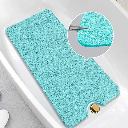 Asvin Soft Textured Bath, Shower, Tub Mat, 47x16 Inch, Phthalate Free, Non Slip Comfort Bathtub Mats with Drain, PVC Loofah Bathroom Mats for Wet Areas, Quick Drying