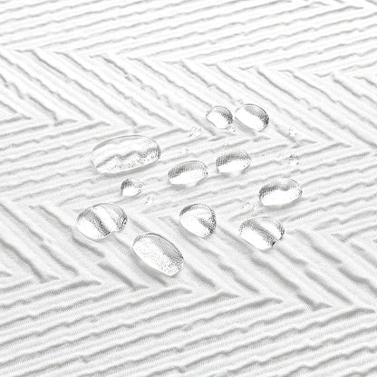 Gibelle White Shower Curtain, 3D Embossed Textured Herringbone Fabric Modern Farmhouse Bathroom Decor Soft Cloth Curtain Set with Hooks, 72x72