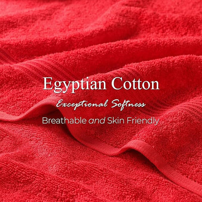 Superior Egyptian Cotton Face Towel/Washcloth Set, Small Towels for Home Bathroom, Master, Guest Bath, Decor Essentials, Quick Dry, Absorbent, Spa, Hotel, Resort, Adult, Kids, Set of 10, Red