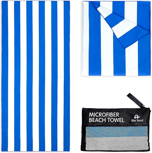 Quick Dry Towel Extra Large 78x35 Inch - Microfiber Beach Towel - Perfect for Beach, Travel, Swimming, Pool, Yoga, Hiking, Camping - Lightweight, Fast Drying, Compact for Adults (Cabana Blue)