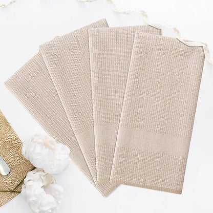Homaxy Premium Kitchen Towels(18”x 28”, 8 Pack), Large Cotton Kitchen Hand Towels, Flat and Terry Dish Towels, 380 GSM Highly Absorbent Tea Towel Set with Hanging Loop, Khaki