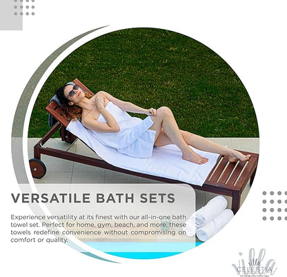 100% Cotton Bath Towel Set of 18-4 Bath Towels, 6 Hand Towels, 8 Wash Cloths, Sustainable, Soft, Highly Absorbent, Combed Cotton 18 Piece Set for Hotels, Spa, Bathroom, Dorm, White