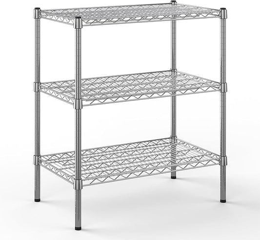 18" Deep x 30" Wide x 34" Height Wire Shelving Kit | 3-Tier | NSF Commercial Storage Rack Unit