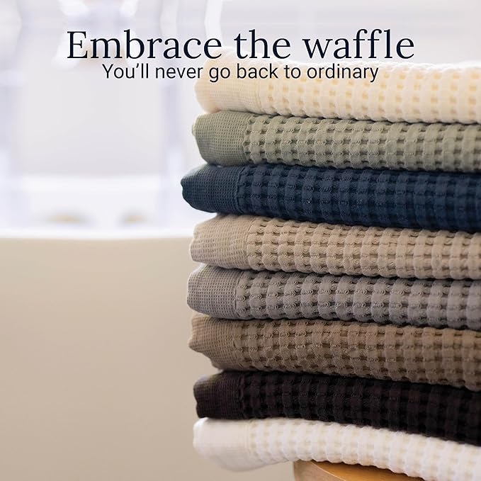 GILDEN TREE Waffle Bath Towels Wash Cloths for Showering, Exfoliating Washcloth Quick Dry Towel, Face Towels for Washing Face Cotton Washcloths Set of 4, Modern Style (Midnight Blue)