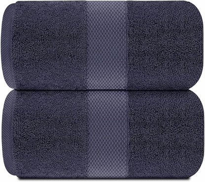 White Classic Luxury Soft Navy Bath Sheet Towels - 650 GSM Cotton Luxury Bath Towels Extra Large 35x70 | Highly Absorbent and Quick Dry | Hotel Collection Extra Large Bath Towels Oversized, 2 Pack