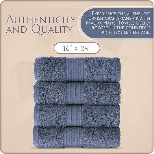 MAURA Basics Hand Towels for Bathroom with Hanging Hook Loops. Soft, Durable, Long Lasting and Absorbent Hand Towel Sets for Bathroom, American Standard Size 16"x28", Denim Blue