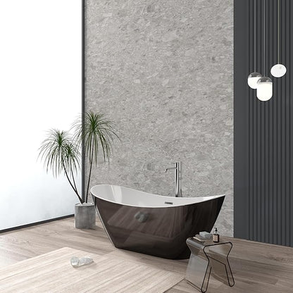 59 Inch Acrylic Freestanding Bathtub, Soaking Bathtub with Matte Drain and Overflow, Modern Square Tub with Deep Ergonomic Design, Double-Walled Insulation for Bathroom Relaxation, cUPC Certified