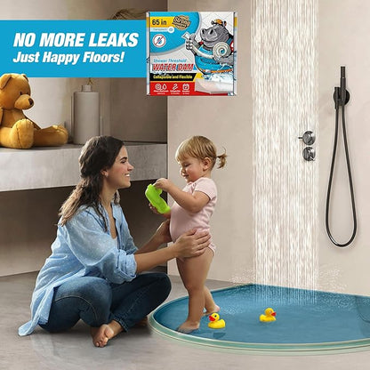 Shower Threshold Water Dam Barrier 65" - Transparent Collapsible Shower Water Blocker - Guard for Walk in Shower - Water Guard Stopper for Floor - Shower Door Water Blocker by Hippo Dam
