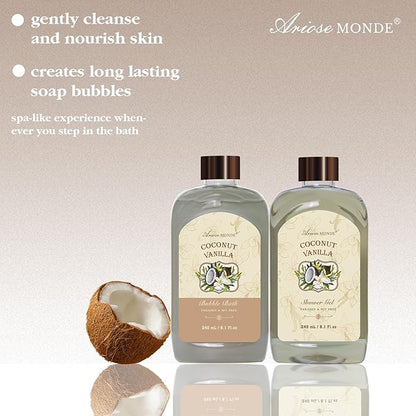 Spa Gift Baskets - Coconut Vanilla Bath Gift Set for Women, Luxury Relaxing Spa Kit with Bath Bombs, Body Lotion and Body Scrub, Birthday Gifts for Women, Christmas Spa Gifts for Mom
