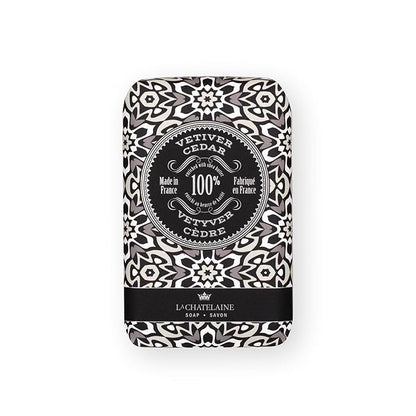 La Chatelaine Luxury Bar Soap Trio Gift Set Tin | Made in France | Natural and Organic | Shea Butter Formula | 3 x 8.8 oz / 250g - Gray Mosaic Soap Trio (Moroccan Mint, Vetiver Cedar, Bourbon Vanilla)