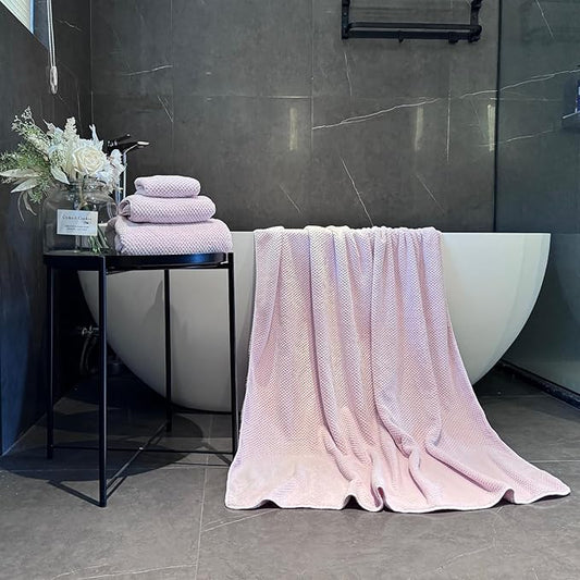 Extra Large Bath Towels Set for Bathroom 30x60 Inches Super Soft Light Weight Quick Dry Microfiber Shower Towels (Pink, 6 Piece)
