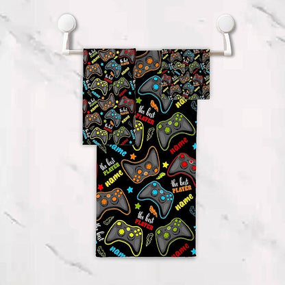 Custom Name Gaming 3 Piece Towel Bathroom Sets, 1 Bath Towel, 1 Washcloth, 1 Hand Towel, Cotton Fast Dry Soft Absorbent Towel Set for Home Kitchen Family