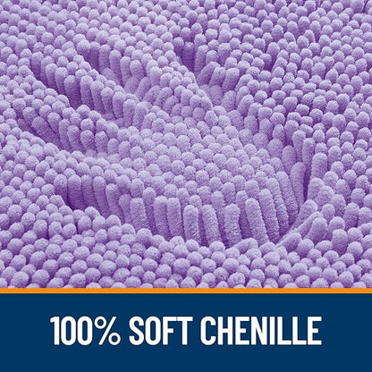 OLANLY Bathroom Rugs Sets 2 Piece, Soft Absorbent Chenille Bath Mats and U-Shaped Contour Toilet Mat Area Rug Set, Machine Washable Bath Carpet, Home Decor Accessories(24"x16"+24"x20", Lavender)