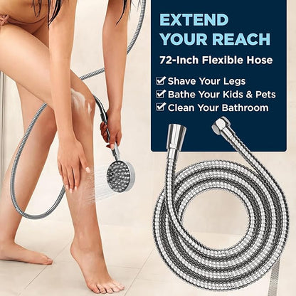 HammerHead Showers® Solid Metal Dual Shower Head Combo – CHROME – 8 Inch Rainfall High Flow Shower Head & Handheld Shower Head High Pressure with Hose 6ft - Hotel-Like Double Shower Heads