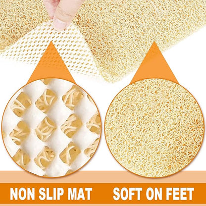 Shower Mats Non Slip for Elderly, 24x32’’Lager Loofah Bath Mats for Shower, Non-Slip Bath Mat for Elderly-Beige