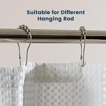 SLEEP ZONE Shower Curtain Liner, Waffle Shower Curtains for Bathroom, Heavy Duty Thick Fabric Shower Curtains - 285GSM Luxury Weighted Polyester Bath Curtain, 72" W x 78" L (White)