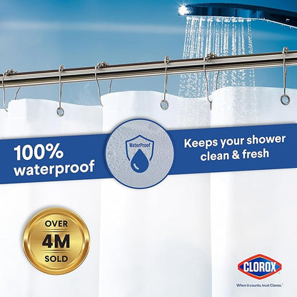 CLOROX Shower Curtain Liner, Premium Medium-Weight Durable Waterproof 6g PEVA for Bathroom with Weighted Magnets, Extra Long 72" x 96", Frosty 1 Pack