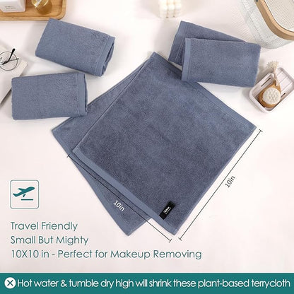 Wash Cloths 6 Pack, Reusable Makeup Remover Cloths, Super Soft and Gentle Face Towel for Sensitive Skin, 10x10 inch Small Face Washcloths, Easy to Rinse Quick Dry Slate Blue Facial Cleansing Cloths