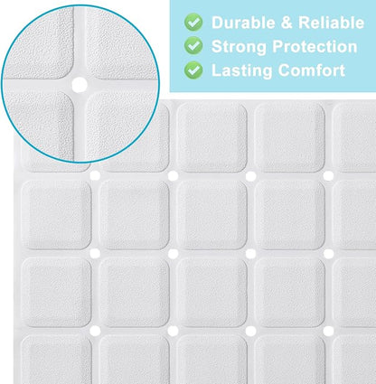 Non-Slip Bath Mat for Tub & Shower：Silicone Foldable Bathtub Mat with Strong Suction Cups, Quick Drain Holes, Machine Washable Extra Large Bathroom Mats 35.8" x 17.7", White