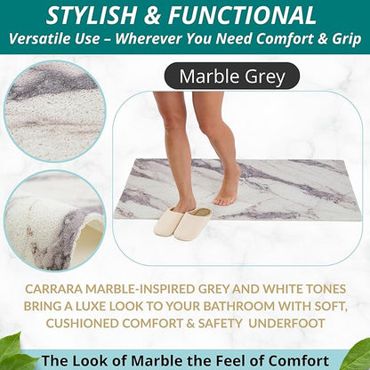 Anti Slip Shower Mat - Non Slip Shower Mats for Inside Shower - Large 47x24 Loofah Shower Floor Mat Non Slip - Bath Mat for Shower - Secure Mat Without Suction Cups (47x24 Marble Grey)