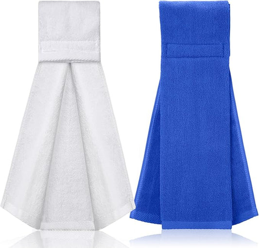 Shimeyao 2 Pcs Cotton Sports Football Towel with Closure Pitching Football Sweat Towel for Sports Gym Men Women Accessories(Blue, White, Various)