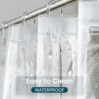 Titanker Short Shower Curtain Liner 72x65, Clear PEVA Shower Liner Lightweight Waterproof Shower Curtains for Bathroom with Magnets and Rustproof Grommet Holes