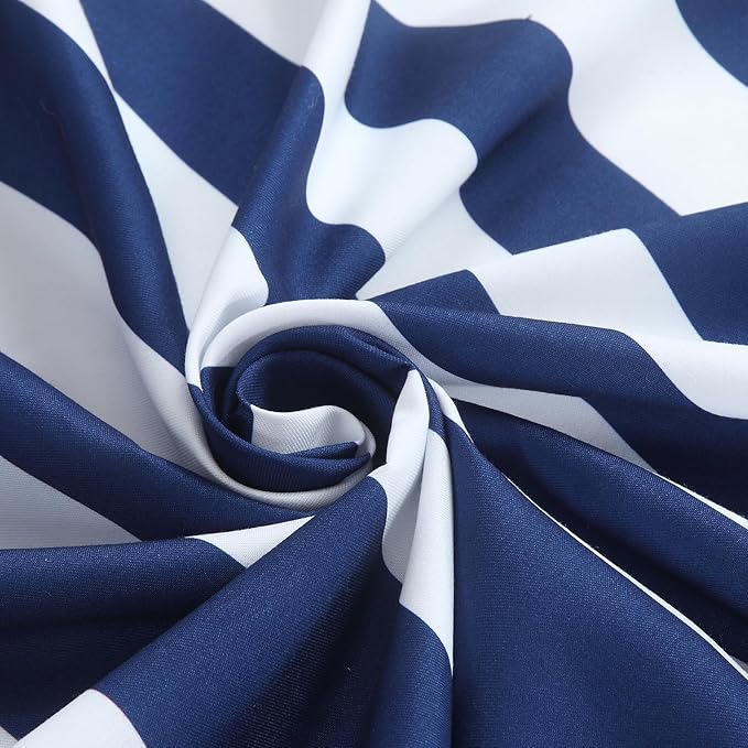 Blue Shower Curtain 78 Inches Long, Modern Navy Blue and White Stripe Waterproof Polyester Shower Curtains for Bathroom, 72x78 Inches