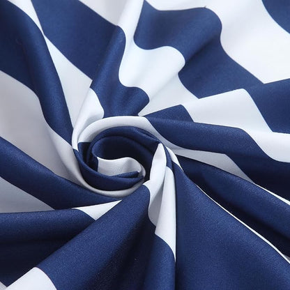 90 Inch Blue Shower Curtain, Extra Long Modern Navy Blue and White Stripe Waterproof Polyester Shower Curtains for Bathroom, 72x90 Inches