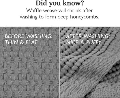 GILDEN TREE Waffle Towels for Bathroom Luxury 100% Cotton Bath Towels, Quick Dry Towel, Thin Super Absorbent Lint Free Shower Towels, Bath Towels Set of 2, Modern Style (Slate)