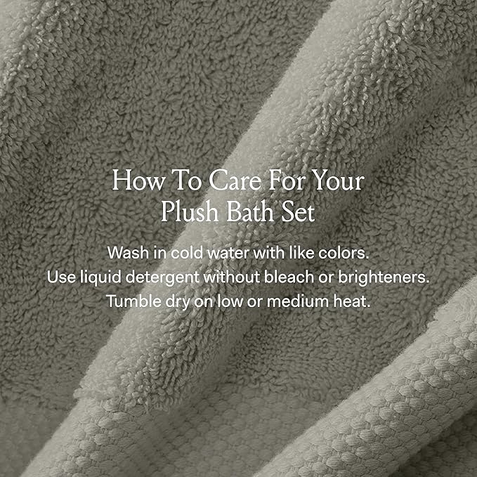 BOLL & BRANCH Plush Bath Sheet Set - Juniper - 6 Piece - Includes 2 Oversized Bath Sheets, 2 Hand Towels & 2 Washcloths - 100% Organic Cotton - Ultra Soft & Luxurious - Quick Absorbing