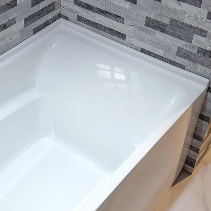 WOODBRIDGE 54" Acrylic Rectangular Alcove Soaking Bathtub in White with Left Drain, Chrome pop-UP Drain Included BA5430L