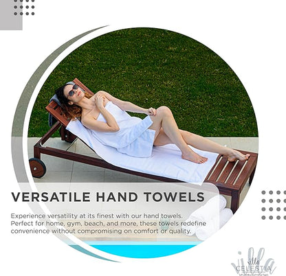 100% Cotton Hand Towel Set of 2, (16 x 28 inches) Sustainable, Soft, Highly Absorbent, Quick Drying, Combed Cotton Hand Towels Pack of 2 Ideal for Hotels, Spa, Bathroom, Dorm, Grey