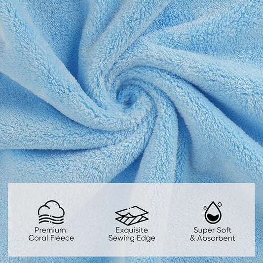 Orighty 6-Piece Towel Set - Soft & Lightweight - 2 Bath Towels, 2 Hand Towels, and 2 Wash Cloths - Absorbent & Quick Drying Microfiber Towel for Multipurpose, Bathroom, Gym, Sport, Yoga, Travel-Blue