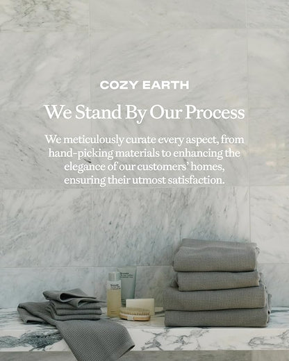 Cozy Earth Waffle Bath Sheets - 60% Cotton 40% Viscose from Bamboo Bath Sheets 40 x 65 Inches - Soft & Absorbent Terry, Reversible Mini Textured Waffle & Weave Pattern - 2 Pack