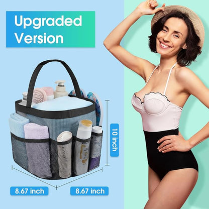 Attmu Mesh Shower Caddy Portable for College Dorm Room Essentials with 8 Pockets, Hanging Caddy Dorm Basket, Quick Dry Shower Bag for Bathroom