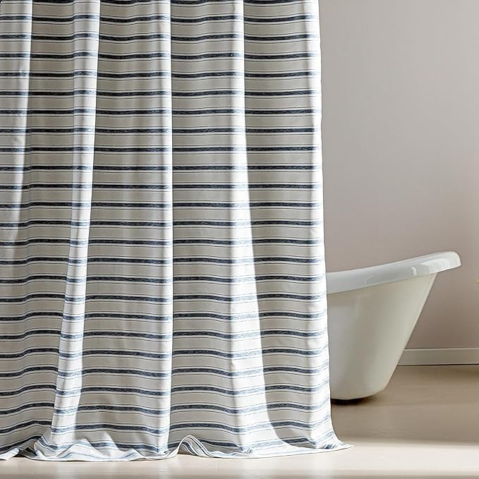 SLEEP ZONE Shower Curtain Liner, Waffle Shower Curtains for Bathroom, Heavy Duty Thick Fabric Shower Curtains - 285GSM Luxury Weighted Polyester Bath Curtain, 72" × 80" (Blue)