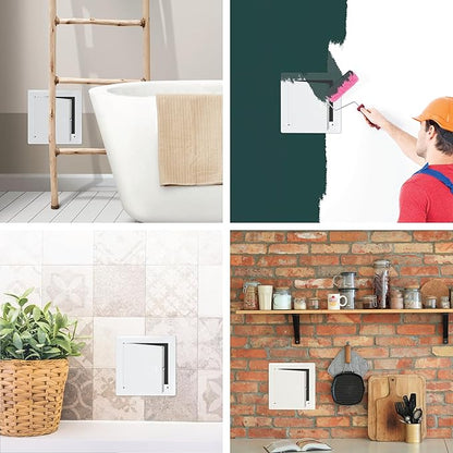 6" x 6" White Metal Access Panel. Service Shaft Door Panel. Plumbing, Electricity, Heating, Alarm Wall Access Panel for Drywall. Bathroom Services Access Hole Cover.