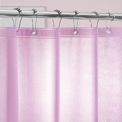 Dreamy Pink Glitter PEVA Shower Curtain Long 78 Length, Waterproof Plastic Sparkle Shower Curtain Liner with 3 Weighted Magnets, 72x78 Shimmery Rose Pink Décor Bathroom Shower Curtain or Liner