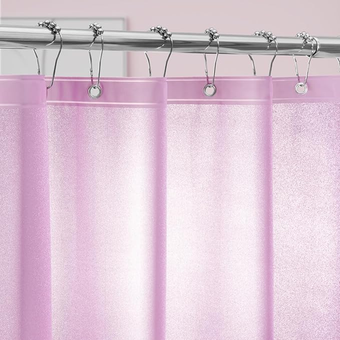 Waterproof PEVA Shower Curtain Liner Extra Long 72 x 84 inch, Dreamy Pink Sparkle Shower Curtain or Liner with 3 Large Magnets, Lovely Glitter 84'' Tall Bathroom Shower Curtain Lightweight