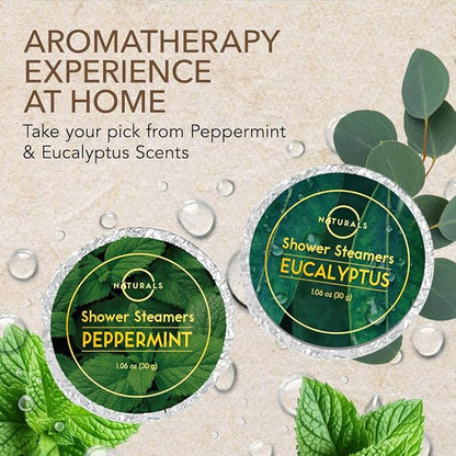 Shower Steamers Aromatherapy - Birthday Gifts for Men - Shower Bombs Aromatherapy, Spa Day Essentials, Relaxation Spa Gifts - Self Care Stocking Stuffers (Peppermint & Menthol 8 Count)