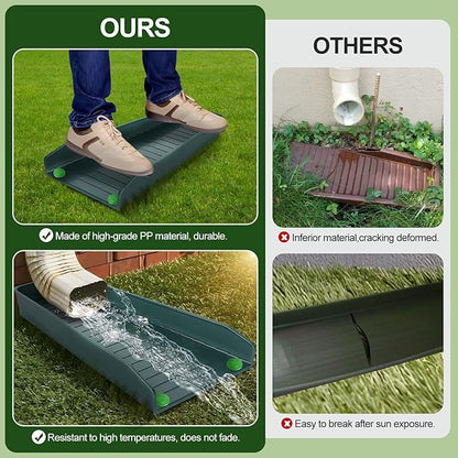 Gutter Downspout Splash Block,16.3"Drain Gutter Guard Diverter,Gutter Downspout Extensions for Water Drainage, Fixable Down Spout Drain Trays,Drainage to Protect House Foundations (4PC Black)
