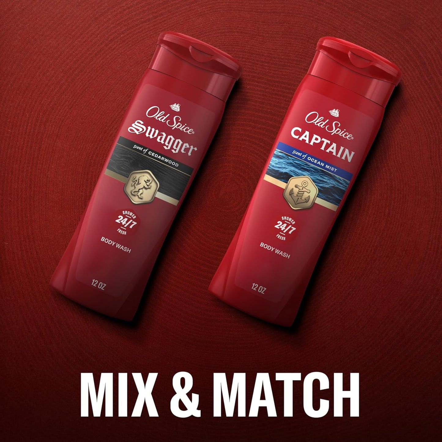 Old Spice Refreshing Body Wash for Men, 3X Defense, 24/7 Shower Fresh with Long Lasting Scent, Travel Size, Red Collection, Swagger with Cedarwood Scent, 3 oz